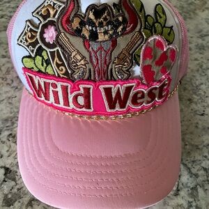 District Pink 'Wild West' Embroidered Trucker Hat with Multicolor Patch